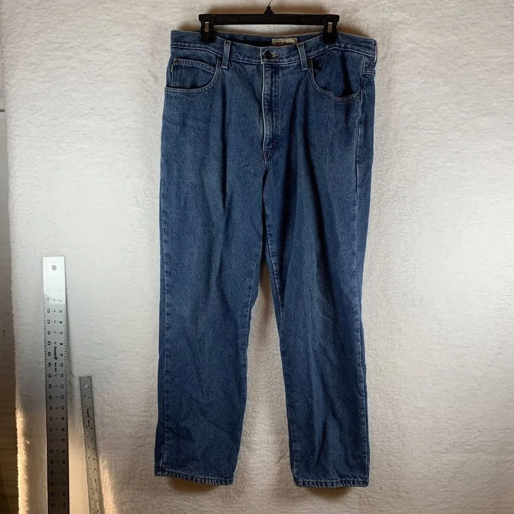 L.L.Bean Jeans Mens Size 37X30 Blue Denim Classic Fit Mid-Rise 100%‎ Cotton 6559